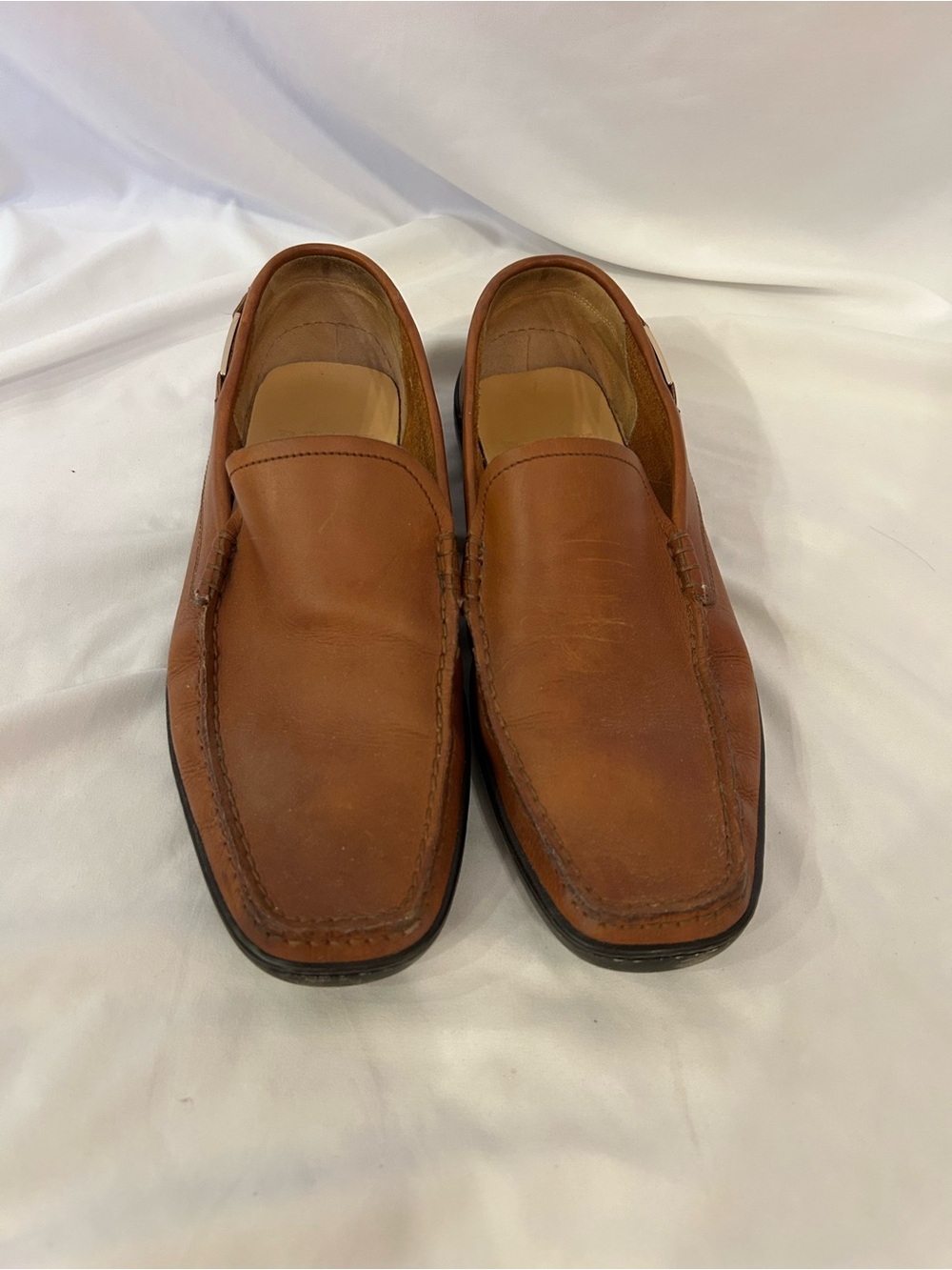 Bally Men’s Leather Slip On Wide Toe Loafers Sz 8 Camel Brown